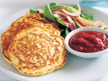 Corn Fritters with Rocket Salad