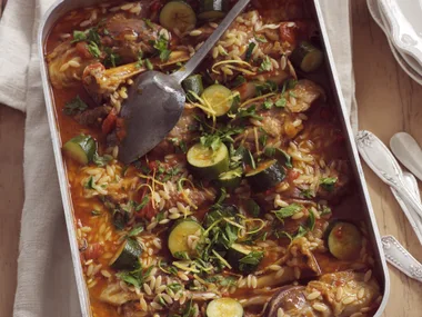 LAMB SHANKS WITH RISONI AND TOMATO