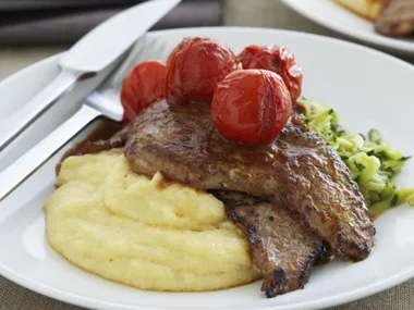LEMON AND OREGANO VEAL WITH BALSAMIC TOMATOES