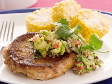 MEXICAN PORK WITH GUACAMOLE AND CORN