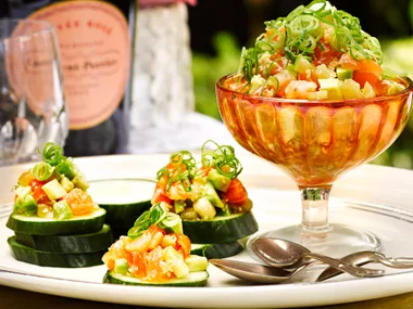 Ocean trout with eggplant and cucumber