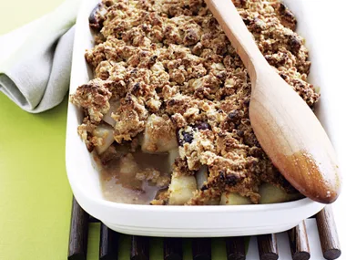 Pear and Date Crumble with Honey Oat Topping