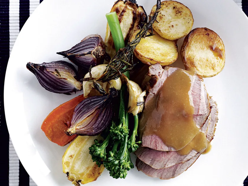 Quick mid-week roast lamb and vegetables