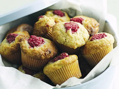 Raspberry and Banana Mini Muffins