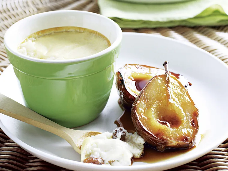 RICE CUSTARD WITH CARAMELISED PEARS
