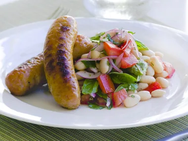 Sausages with White Beans and Parsley Salad
