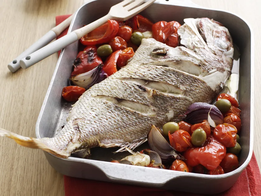 Mediterranean snapper with roast vegetable mixture recipe
