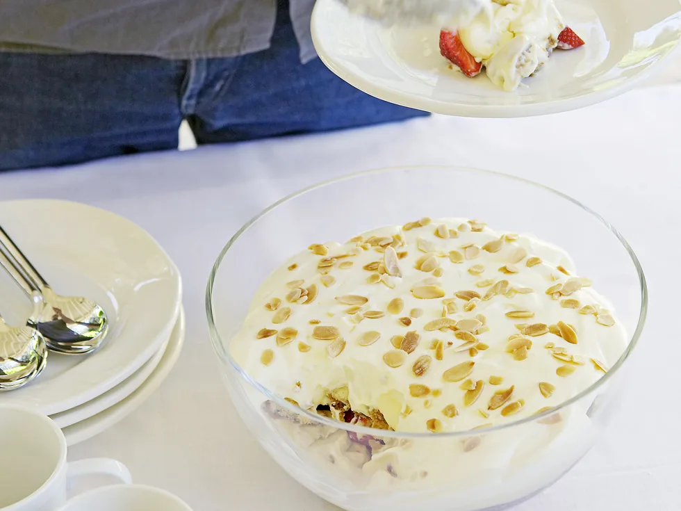Strawberry and banana trifle