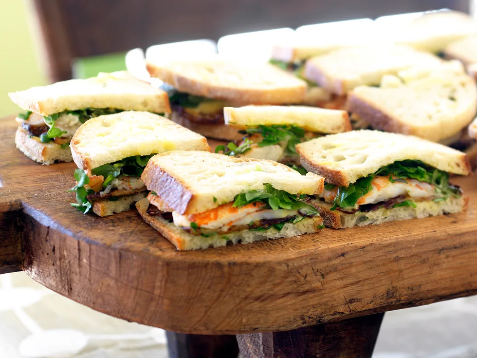 YABBY SANDWICHES WITH EGGPLANT, WATERCRESS AND MAYONNAISE