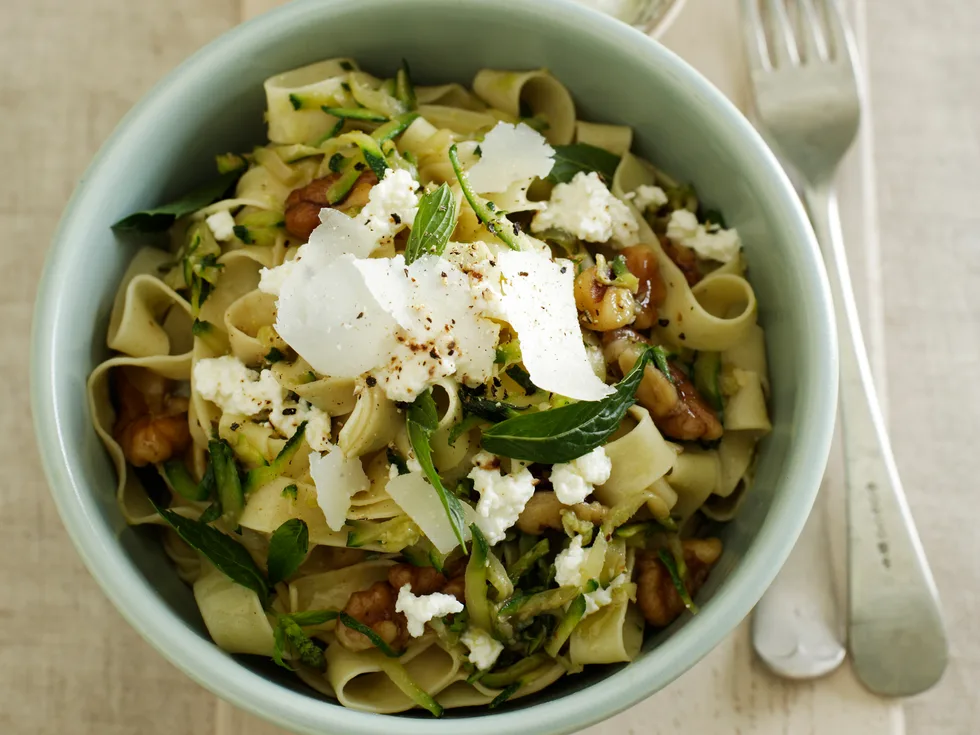 ZUCCHINI, WALNUT AND RICOTTA FETTUCCINE