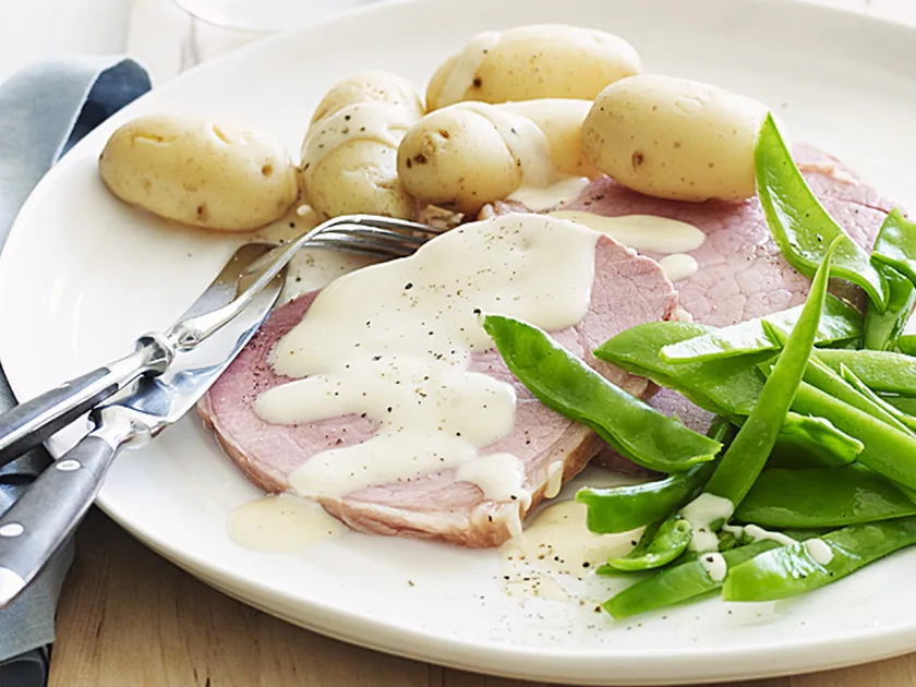 Traditional Kiwi corned beef with mustard sauce recipe
