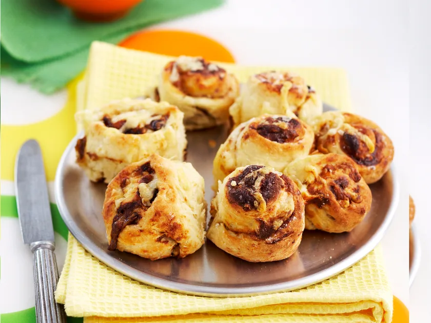 Mini vegemite and cheese scrolls