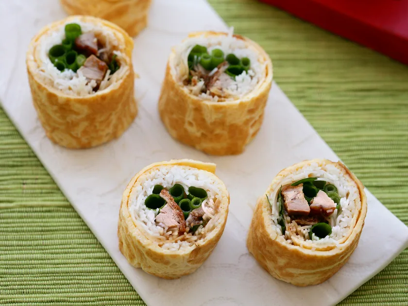 Duck and noodle egg rolls
