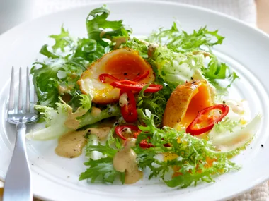 Warm crisp egg salad with chips