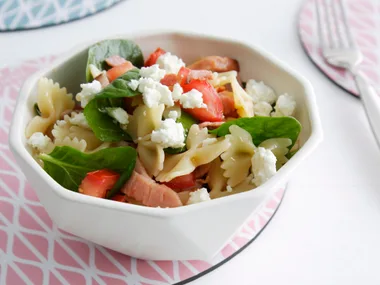 BOW TIE PASTA WITH BACON and SPINACH