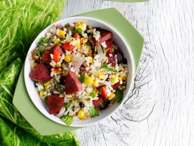 BROWN RICE and SALAMI SALAD
