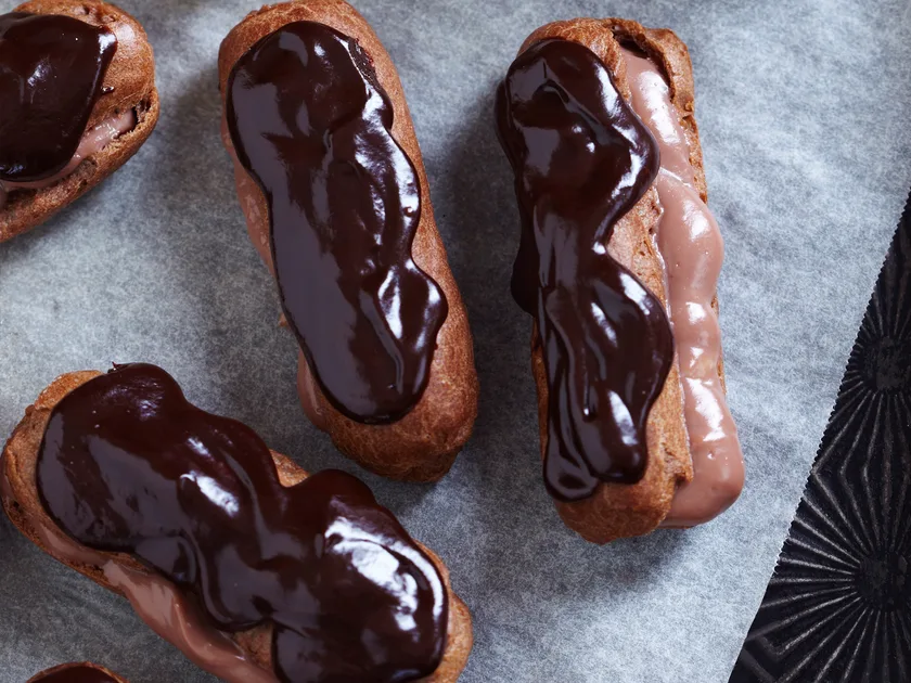 Chocolate eclairs with dark chocolate ganache recipe