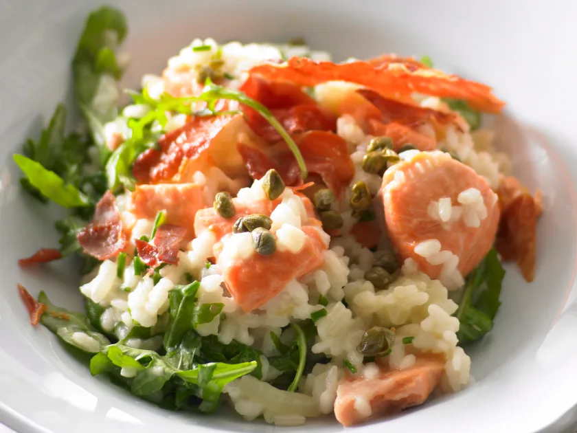 Creamy trout risotto