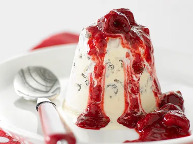 ICE-CREAM PUDDINGS WITH RASPBERRY COULIS