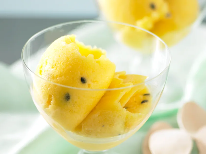 Mango passion sparkling wine sorbet