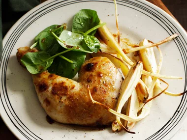 mustard chicken and glazed parsnips