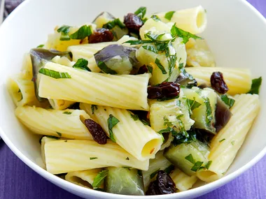 penne with eggplant and mint