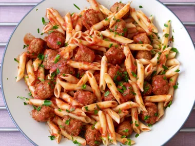 penne with meatballs