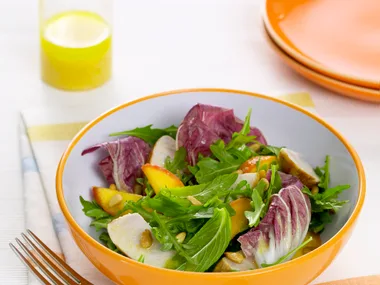 pork and peach salad with orange dressing