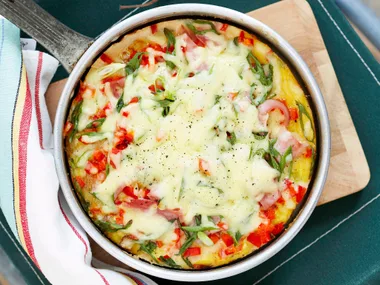 potato and ham omelette