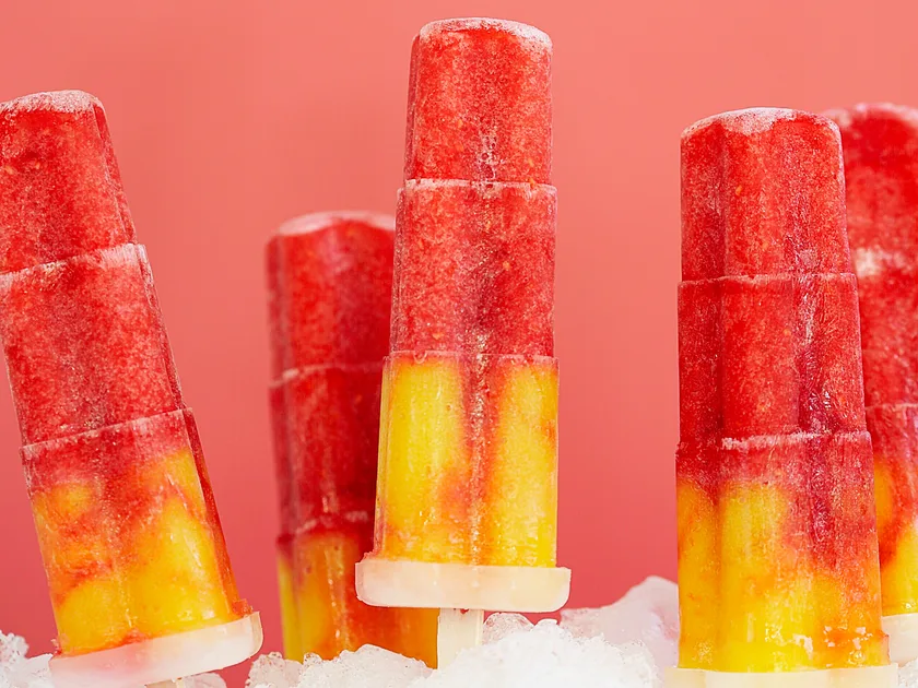 Raspberry and mango pops
