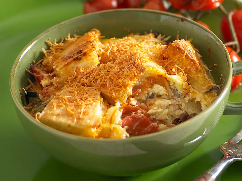 Cheesy savoury bread and butter pudding recipe