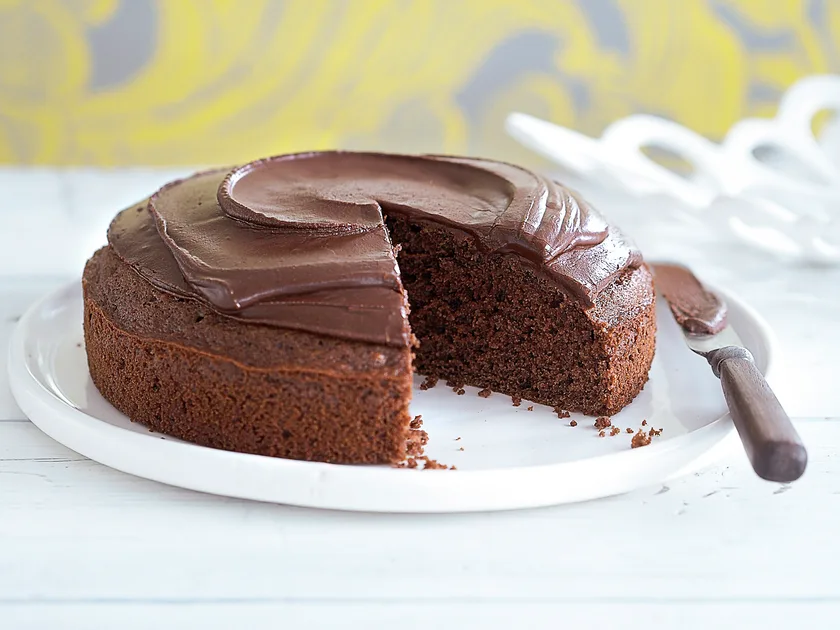 Simple iced chocolate cake