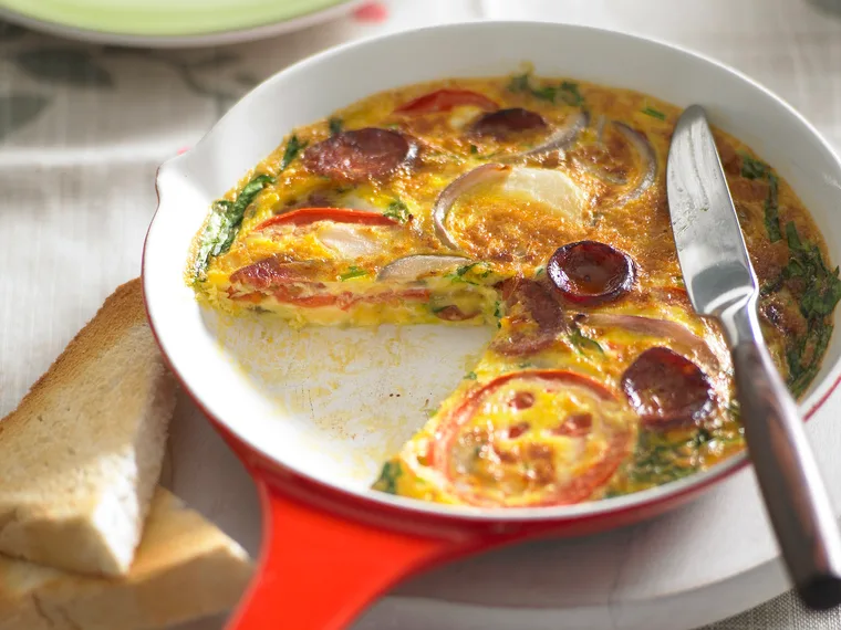 spanish omelette with tomato and chorizo
