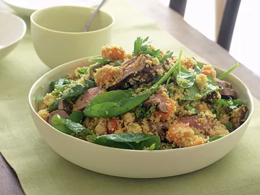 Spiced Lamb Couscous and Spinach Salad
