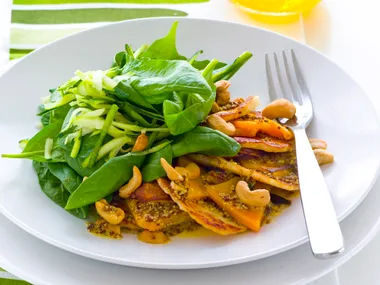 Spinach and Haloumi salad with Pumpkin and Cashews