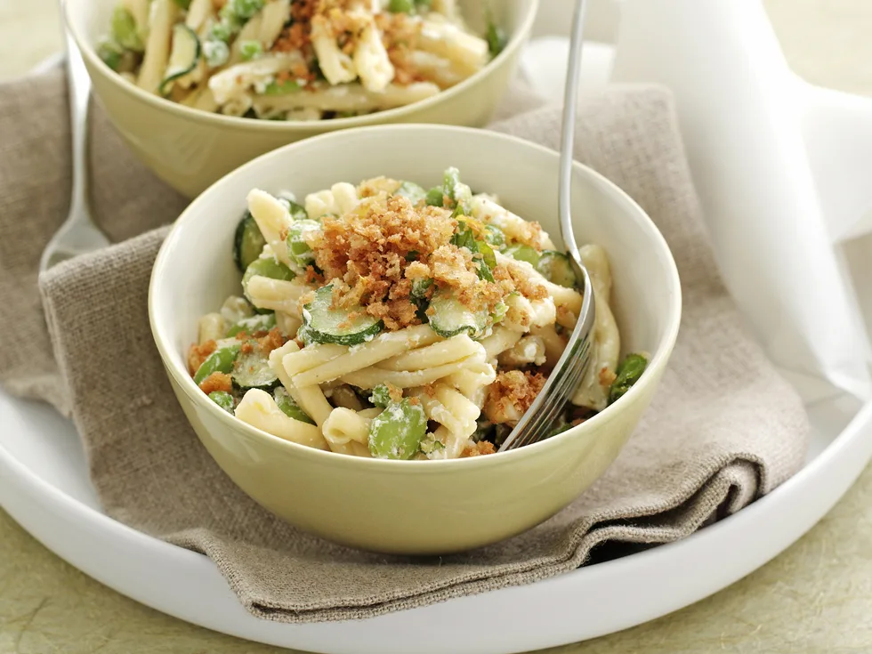 Spring Greens and Goat's Cheese Pasta