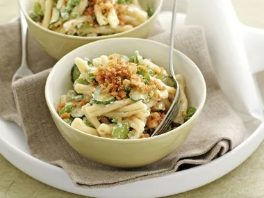 Spring Greens and Goat's Cheese Pasta