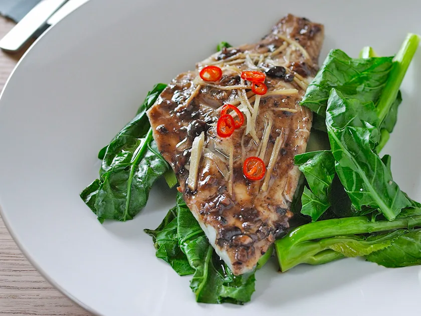 Steamed fish with black bean and chilli sauce