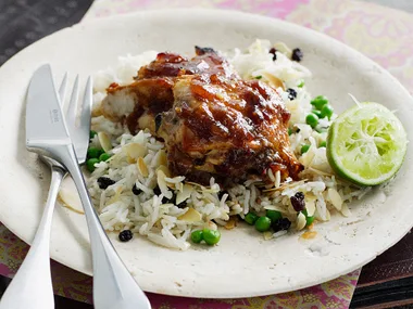 Tamarind Chicken with Almond Pilaf