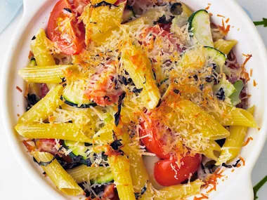 ZUCCHINI, TOMATO and BASIL PASTA BAKE