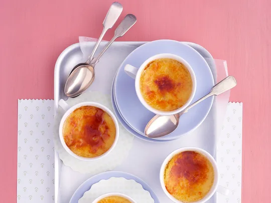 Gluten-free passionfruit and coconut creme brulee
