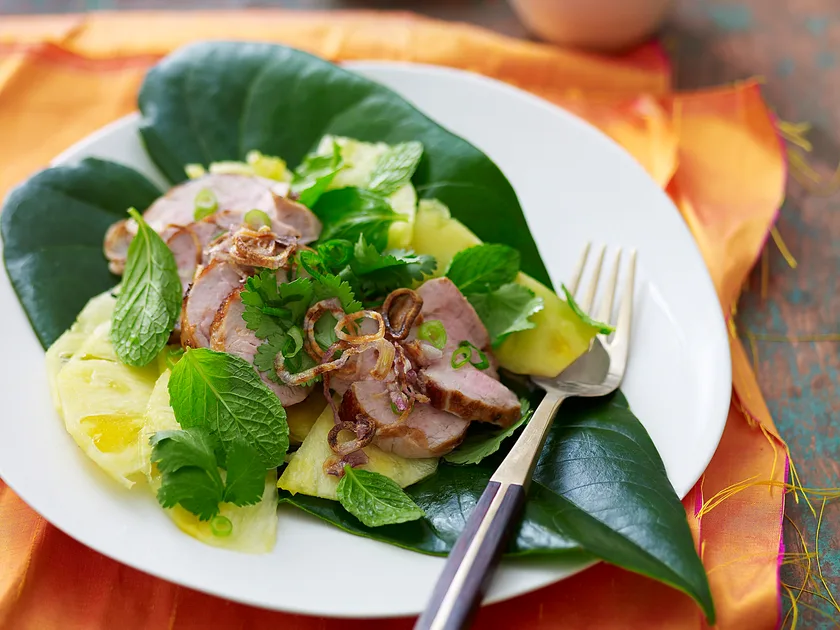 Hot pork and pineapple salad