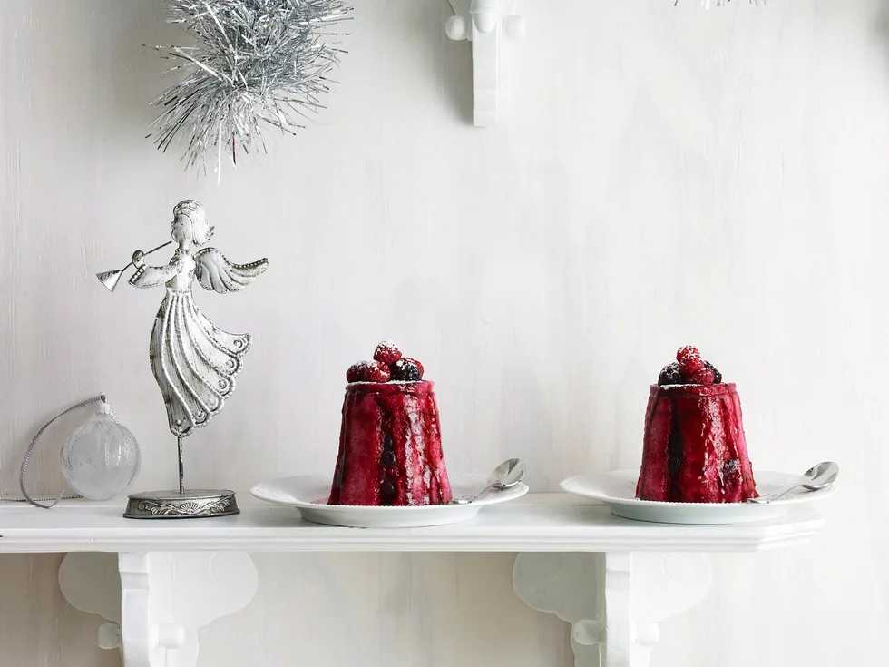 Individual summer berry puddings