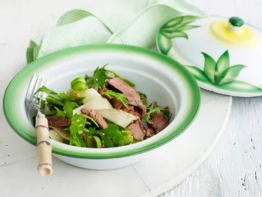 Japanese-style seared beef with asian greens