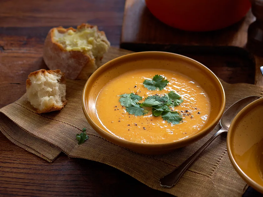 Kumara and coriander soup