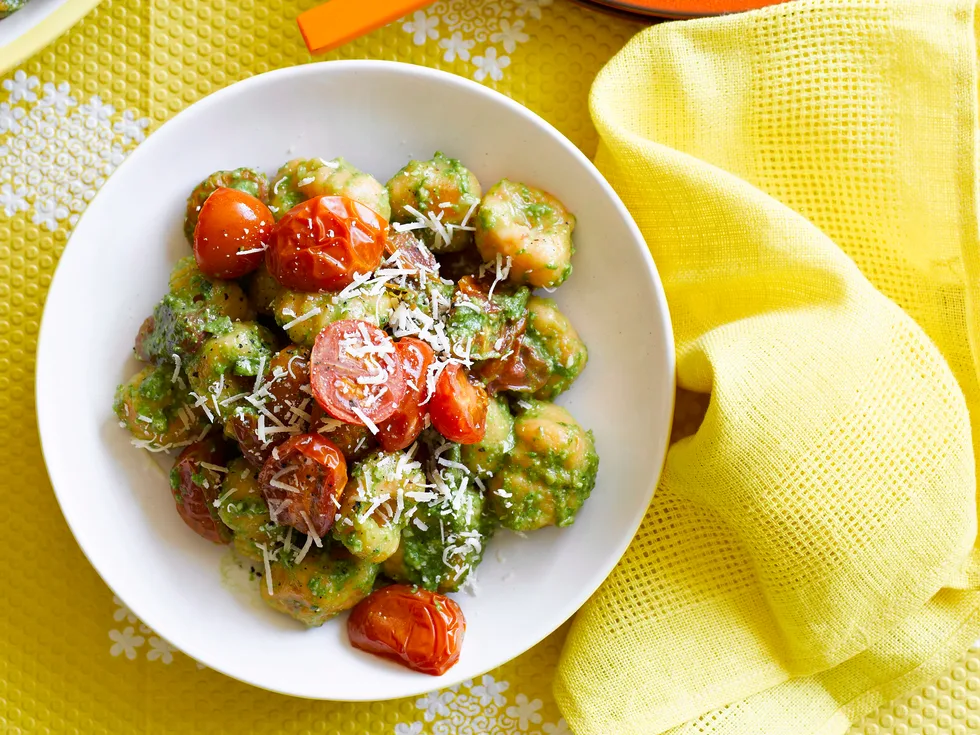 Kumara gnocchi with spinach pesto