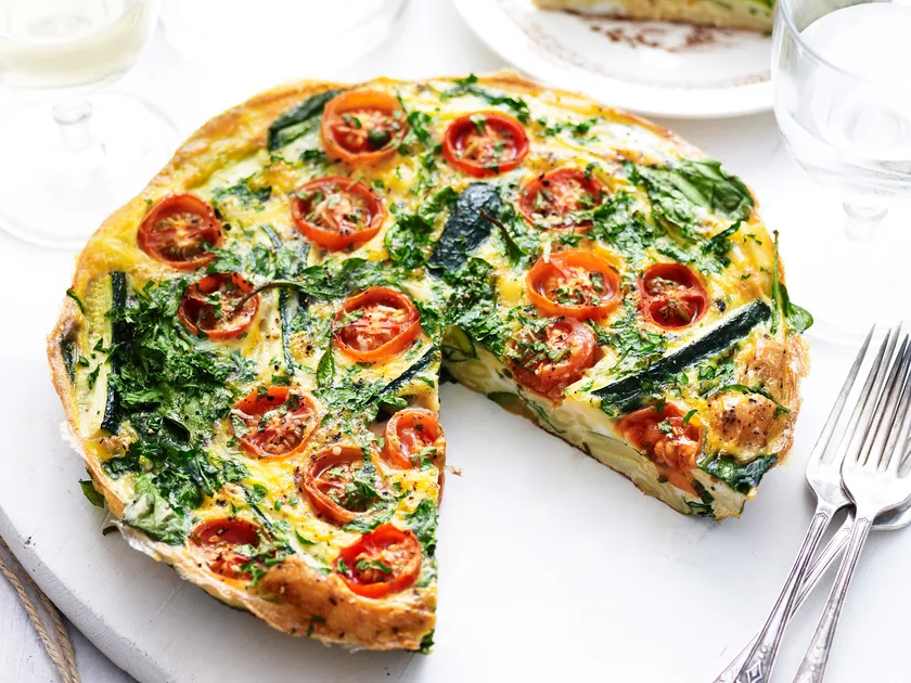 Macaroni and zucchini frittata with mixed herbs recipe