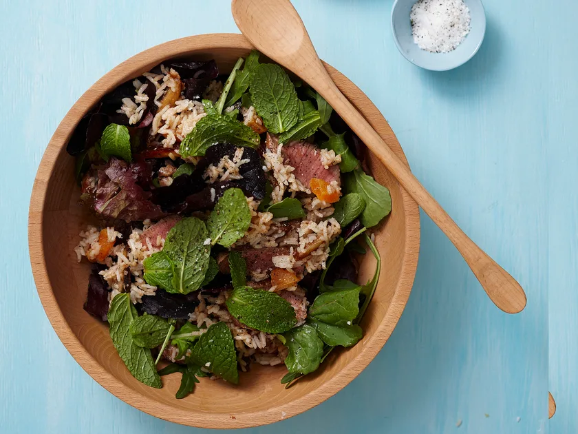 Middle eastern lamb and date rice salad