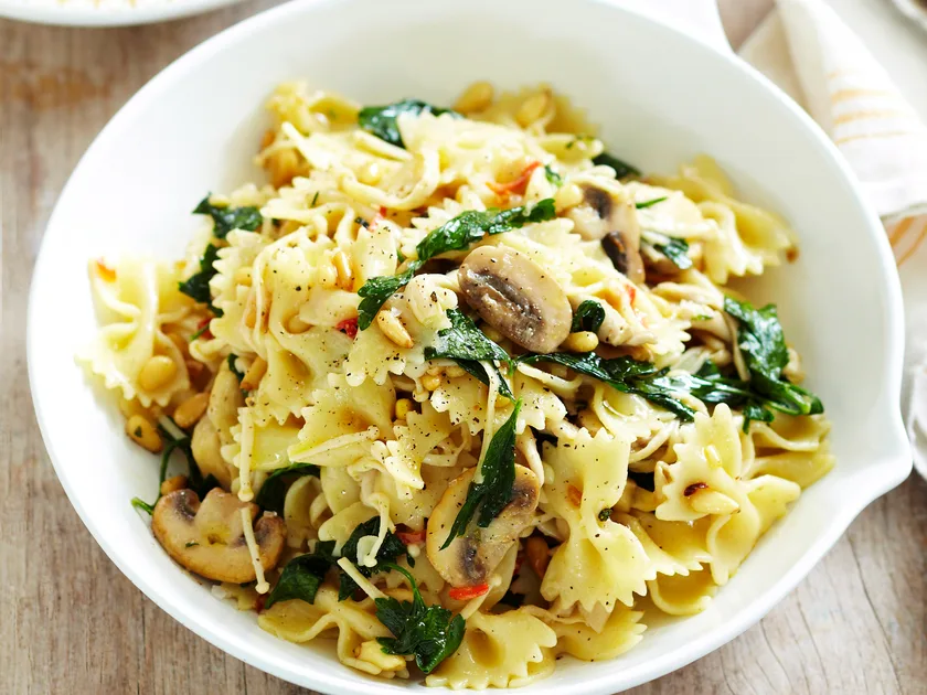 Mixed mushroom and mustard butter farfalle