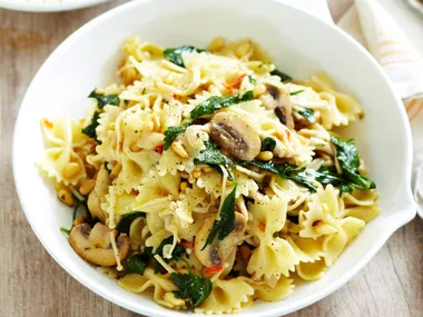 Mixed mushroom and mustard butter farfalle